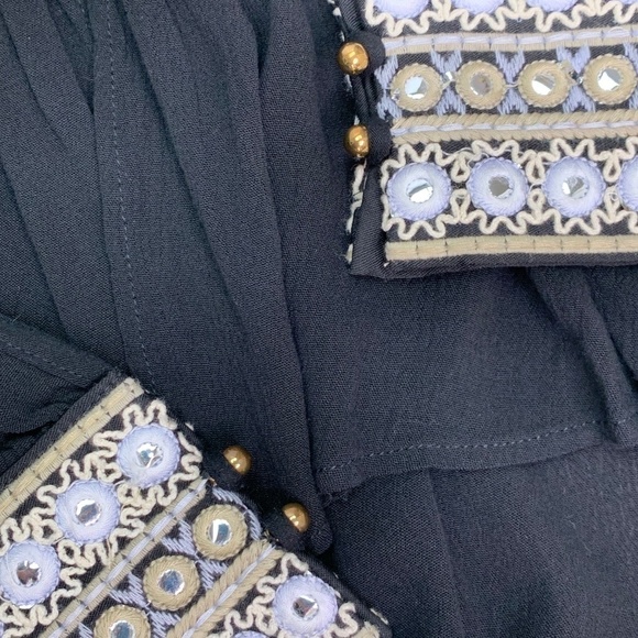 IXIAH Jacket or Shirt Size 4 Black Boho Embroidered Beaded False Impressions - Picture 7 of 10